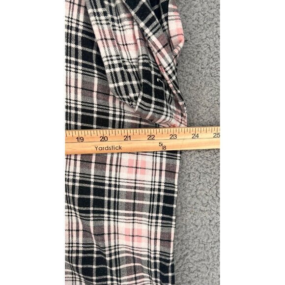 Rue 21 Women's Black/Pink Plaid Button Down Long Sleeve Stretch Shirt Size XL - Picture 6 of 10